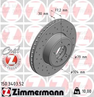 Тормозной диск ZIMMERMANN 150340352