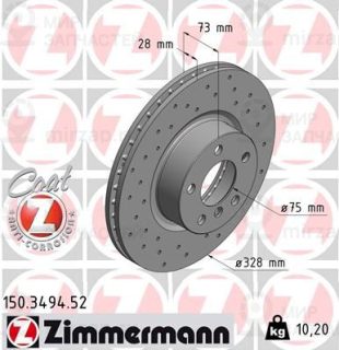 Тормозной диск ZIMMERMANN 150349452