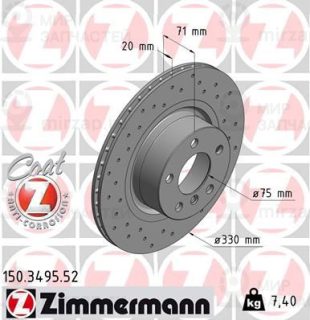 Тормозной диск ZIMMERMANN 150349552