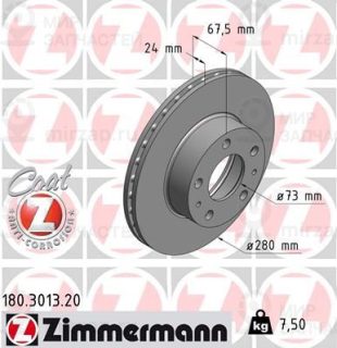 Тормозной диск ZIMMERMANN 180301320
