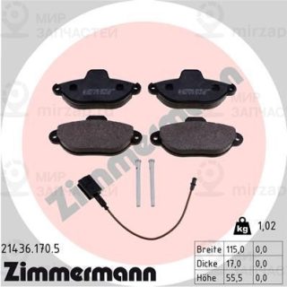 Комплект тормозных колодок (дисковый тормоз) ZIMMERMANN 214361705