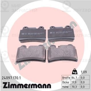 Комплект тормозных колодок (дисковый тормоз) ZIMMERMANN 240971701