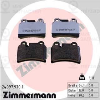 Комплект тормозных колодок (дисковый тормоз) ZIMMERMANN 240979701