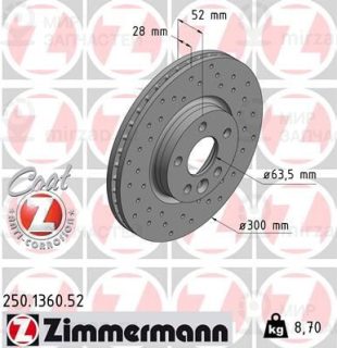 Тормозной диск ZIMMERMANN 250136052