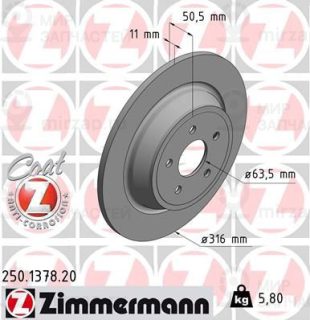 Тормозной диск ZIMMERMANN 250137820