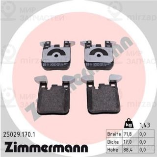 Комплект тормозных колодок (дисковый тормоз) ZIMMERMANN 250291701