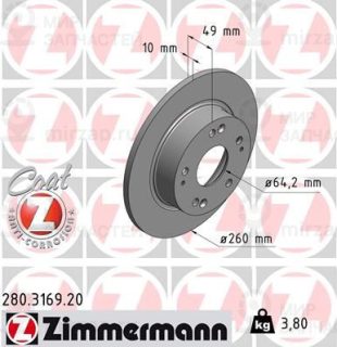Тормозной диск ZIMMERMANN 280316920