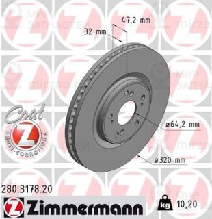 Тормозной диск ZIMMERMANN 280317820