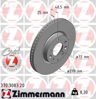 Тормозной диск ZIMMERMANN 370308320