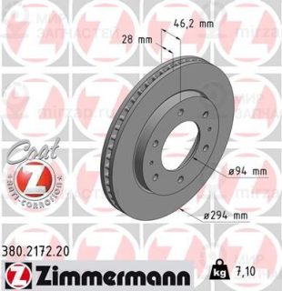 Тормозной диск ZIMMERMANN 380217220