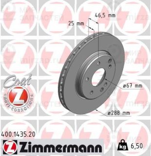 Тормозной диск ZIMMERMANN 400143520