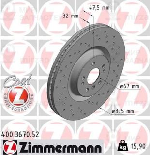 Тормозной диск ZIMMERMANN 400367052