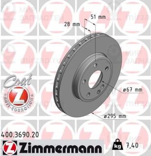 Тормозной диск ZIMMERMANN 400369020