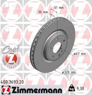 Тормозной диск ZIMMERMANN 400369320