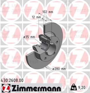 Тормозной диск ZIMMERMANN 430260800