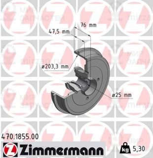 Тормозной барабан ZIMMERMANN 470185500