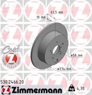 Тормозной диск ZIMMERMANN 530246620
