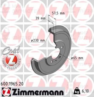 Тормозной барабан ZIMMERMANN 600196520