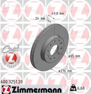 Тормозной диск ZIMMERMANN 600325120