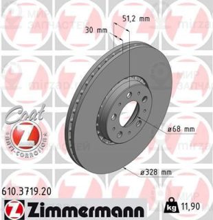Тормозной диск ZIMMERMANN 610371920