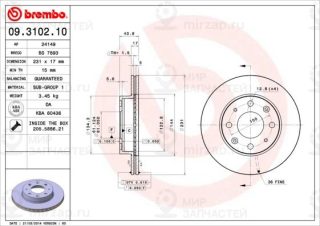 Тормозной диск BREMBO 09310210