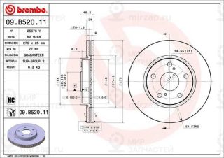 Запчасть BREMBO 09B52011