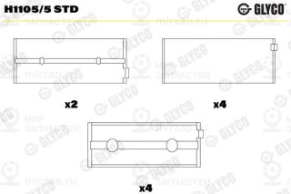 Подшипник коленвала GLYCO H11055STD