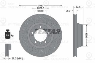 Тормозной диск TEXTAR 92219005