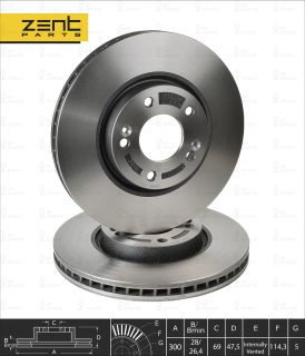 Z05986_диск Тормозной Передний!\ Hyundai I30 1.6/2.0/1.6D/2.0D 07> ZENTPARTS Z05986