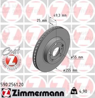 Тормозной диск ZIMMERMANN 590256120