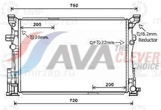 Радиатор охлаждения двигателя AVA MS2653