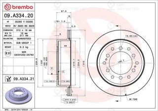 Тормозной диск BREMBO 09A33420