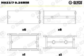 Подшипник коленвала GLYCO H0237025MM