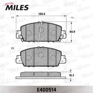 Комплект тормозных колодок (дисковый тормоз) MILES E400514