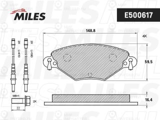 Комплект тормозных колодок (дисковый тормоз) MILES E500617