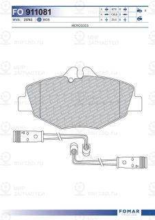 Комплект тормозных колодок (дисковый тормоз) FOMAR FO911081