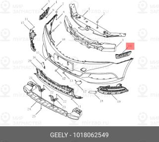 Запчасть GEELY 1018062549