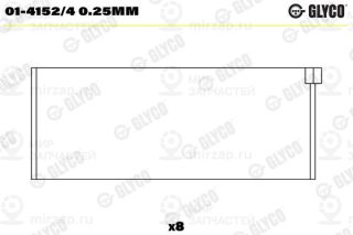 Шатунный подшипник GLYCO 0141524025MM