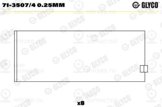 Шатунный подшипник GLYCO 7135074025MM
