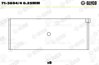 Шатунный подшипник GLYCO 7136944025MM