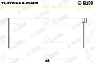 Шатунный подшипник GLYCO 7137284025MM