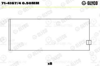 Шатунный подшипник GLYCO 7141674050MM