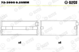 Подшипник коленвала GLYCO 723995025MM
