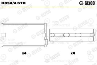 Подшипник коленвала GLYCO H0344STD