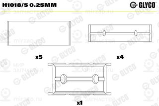Подшипник коленвала GLYCO H10185025MM