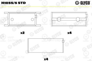 Подшипник коленвала GLYCO H10555STD