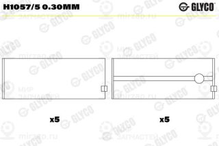 Подшипник коленвала GLYCO H10575030MM