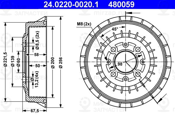 Тормозной барабан ATE 24022000201