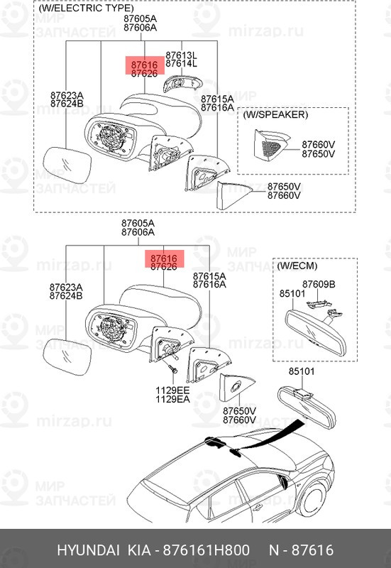 Запчасть MOBIS 876161H800