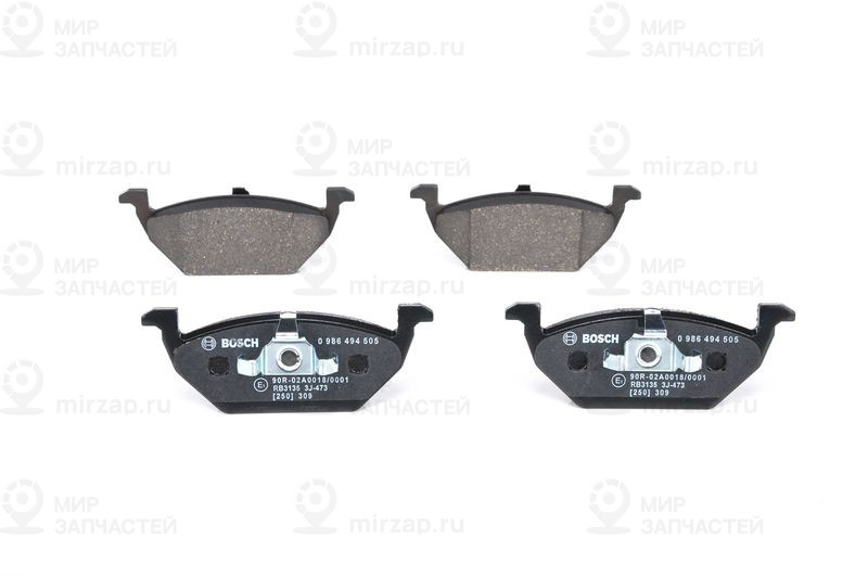Комплект тормозных колодок, дисковый тормоз BOSCH 0986494505